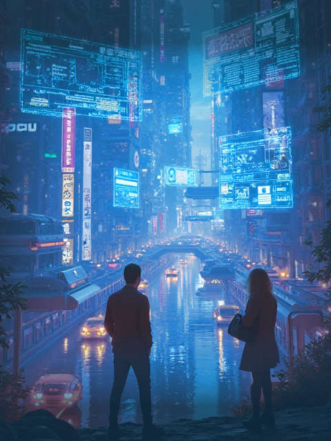 Sci fi image for message system, people looking at Diverse Blog Posts in FlashZon